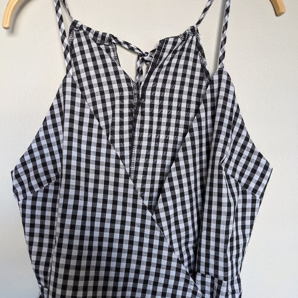 Gingham print ruffle trim wrap dress - Picture 5 of 11